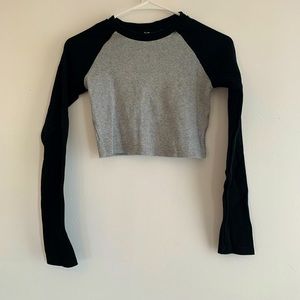 Women’s long sleeve cropped baseball tee- Xsmall